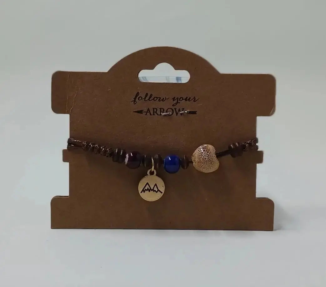 Mountain Bracelet with blue white beads Round The Mountain Gift Shop
