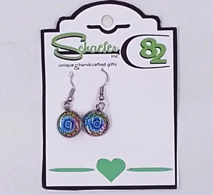 Colorful Earrings with bright mandala design. Small and lightweight:round the mountain gift shop