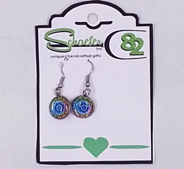 Colorful Earrings with bright mandala design. Small and lightweight:round the mountain gift shop