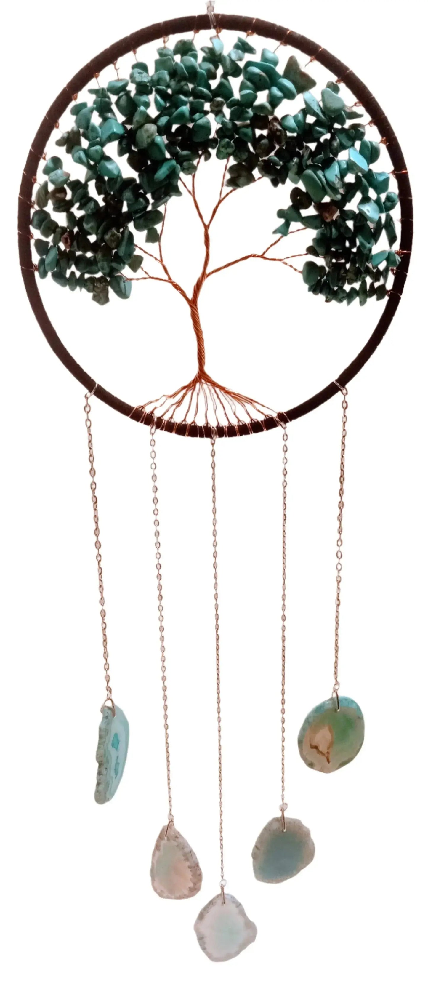 Crystal Sun Catcher: Turquoise Tree of Life Round The Mountain Gift Shop
