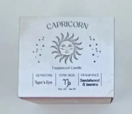 Zodiac Candles: Capricorn with Tigers Eye Round The Mountain Gift Shop