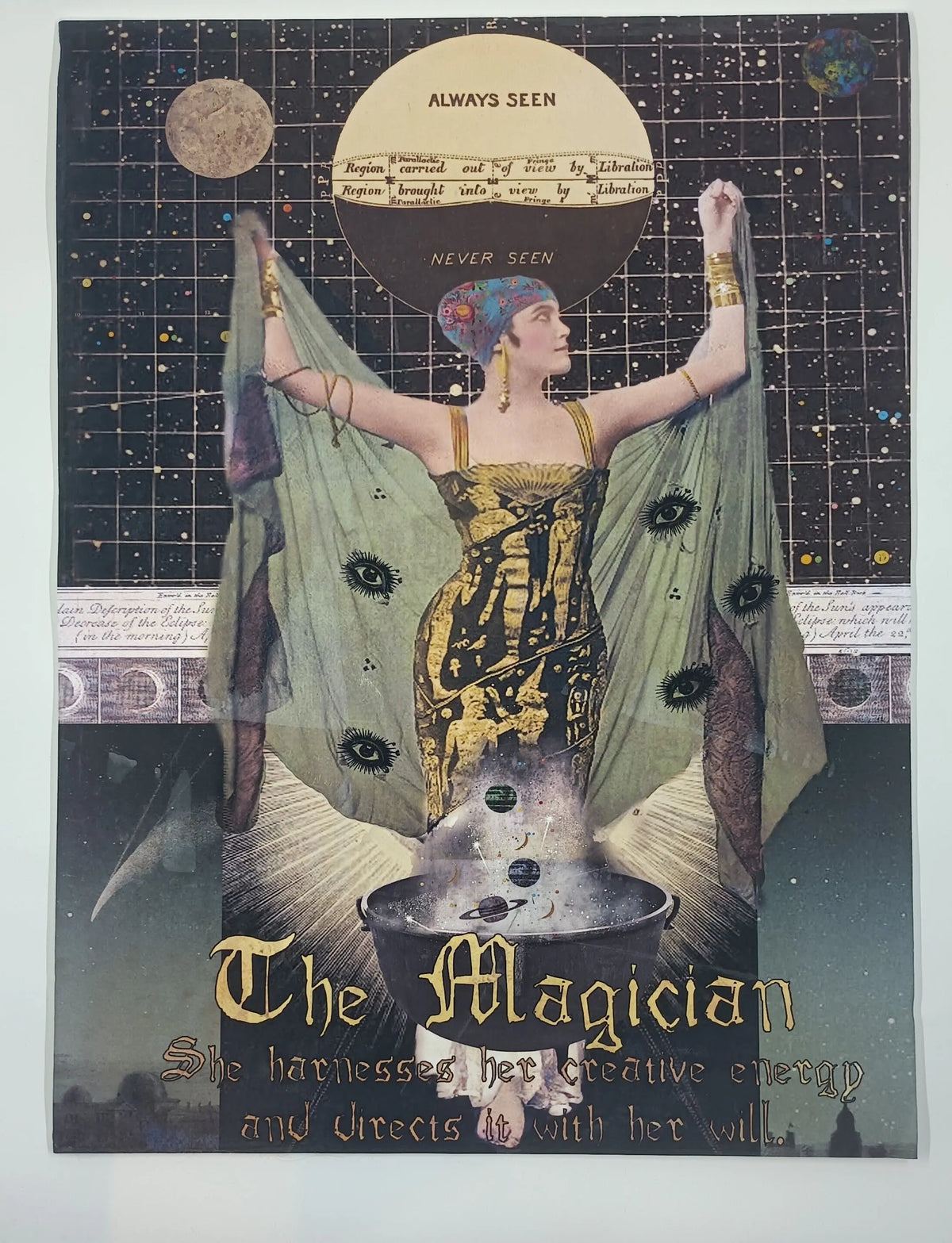 Many tarot gifts available like this photo. The image is an interpretation of the magician tarot card. Presented on a canvas!