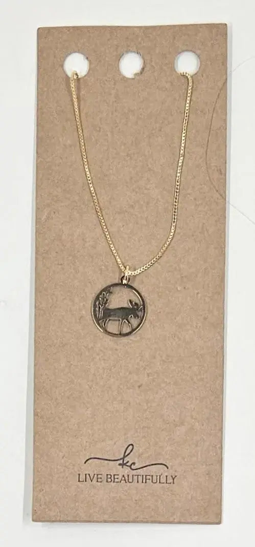 Animal Jewelry - Golden Moose Necklace Round The Mountain Gift Shop