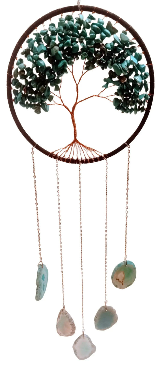 Crystal Sun Catcher: Turquoise Tree of Life Round The Mountain Gift Shop