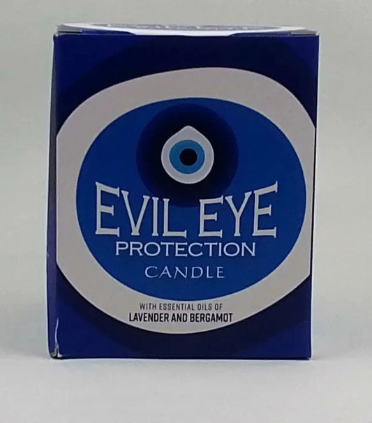 Protection Candle With The Evil Eye and Crystals Round The Mountain Gift Shop