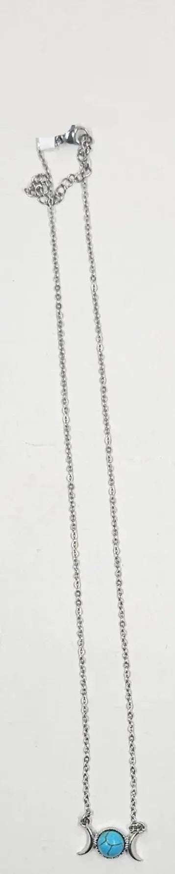 Witchy Jewelry: Moon Phase Necklace With Turquoise Round The Mountain Gift Shop