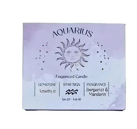 Zodiac Candles: Aquarius Candle with Amethyst Round The Mountain Gift Shop
