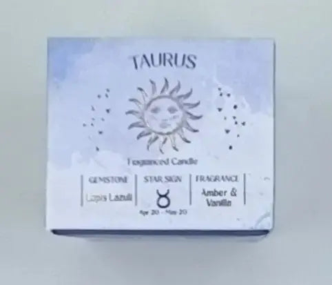 Zodiac Candles: Taurus With Lapis Lazuli Round The Mountain Gift Shop
